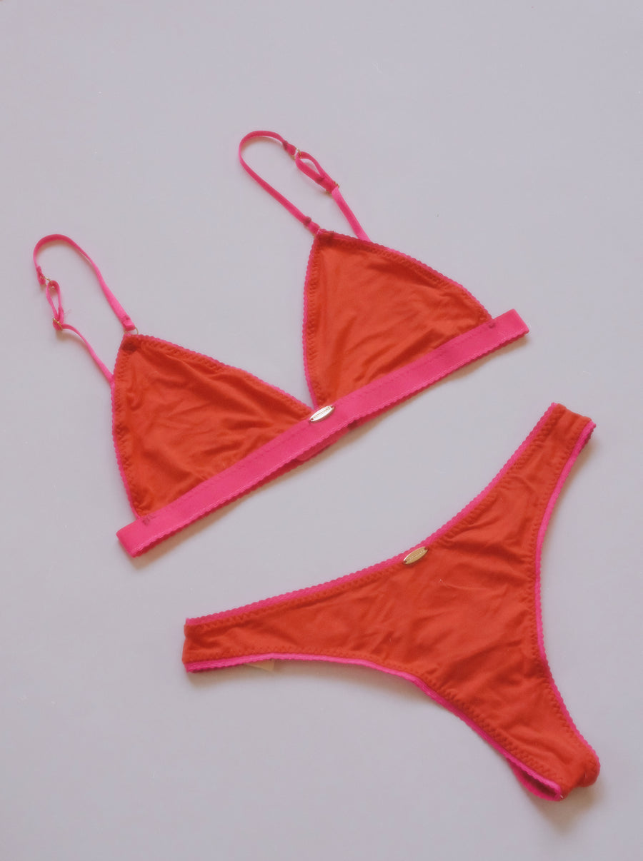 Orange Bamboo Triangle Bralette