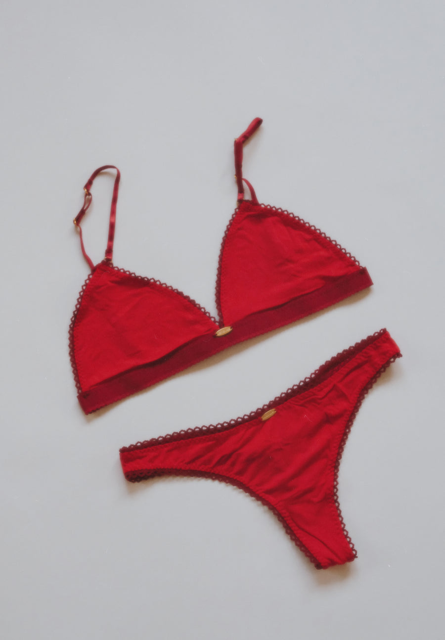 Red Bamboo Triangle Bralette